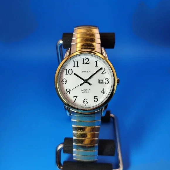 Vintage 2004 Timex Indiglo Easy Reader Date 35mm Two Tone Mens Quartz Watch
